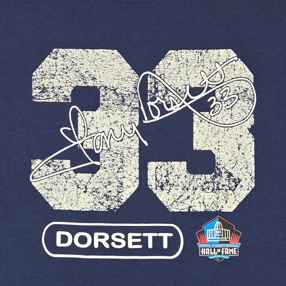 Vtg Jerzees Tony Dorsett Hall of Fame T-Shirt Men Large Navy Blue 33 Graphic Tee - Picture 5 of 10